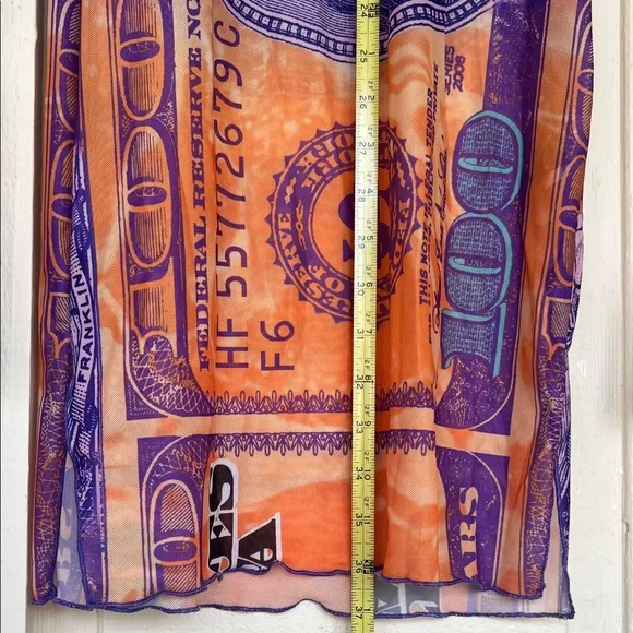 # 0660 **See through Multicolor Money Print Shirt - Picture 6 of 11